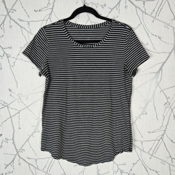 Lululemon Gray Stripe Pima Cotton Blend Round Neck Love Tee - Picture 3 of 3